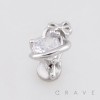 SLEEK RIBBON DESIGN HEART CZ PUSHIN (THREADLESS) 316L SURGICAL STEEL LABRET SET